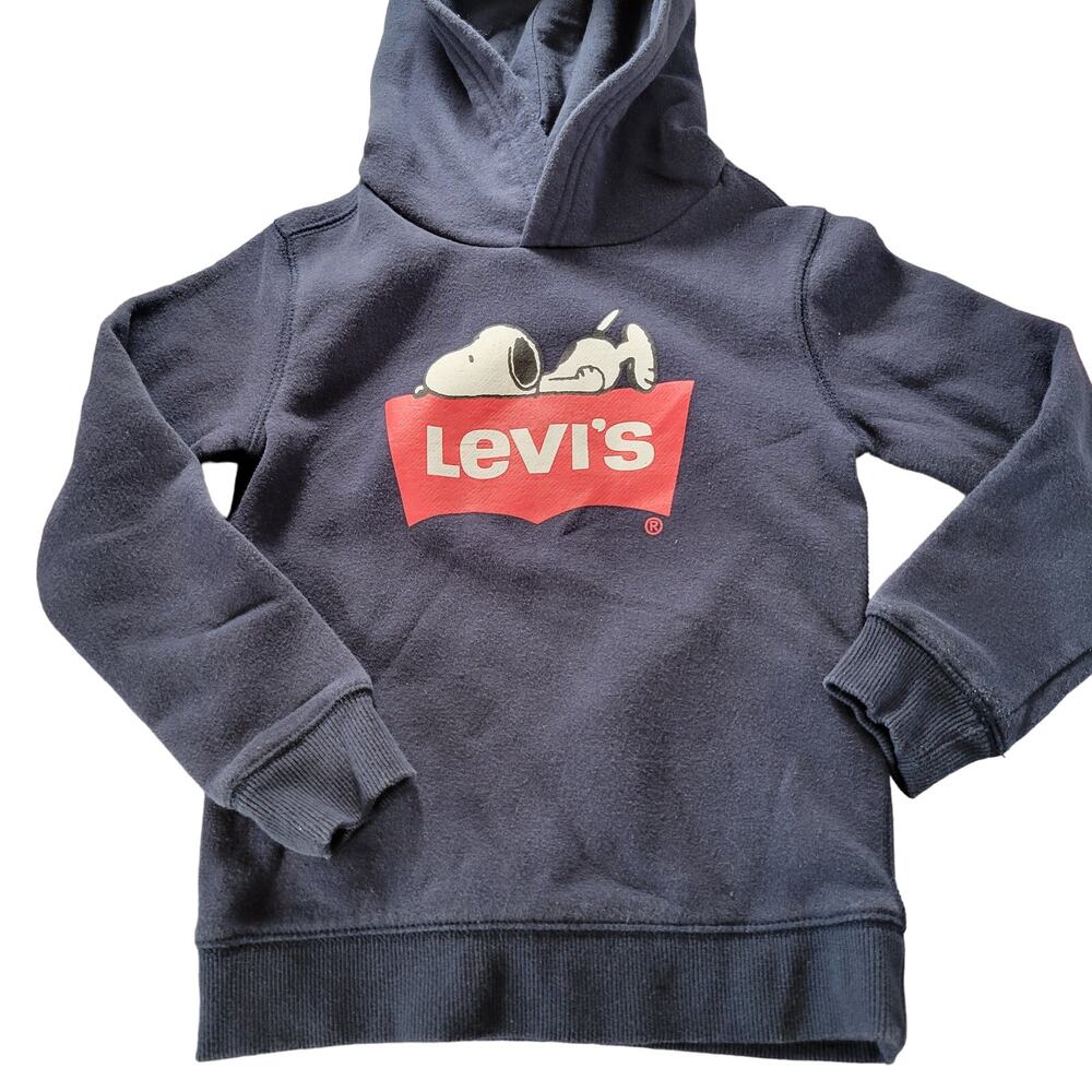 Levi's Snoopy Kid Hoodie Navy Blue 4-5 Years Pullover Sweatshirt Unisex Peanuts